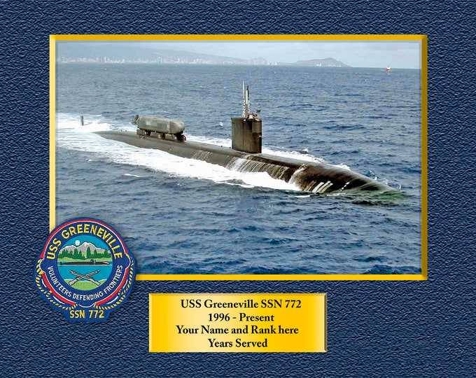 USS Greeneville SSN 772 Custom Personalized 8.5 X 11 Print of US Navy Ships Unique Gift Idea for any Occasions