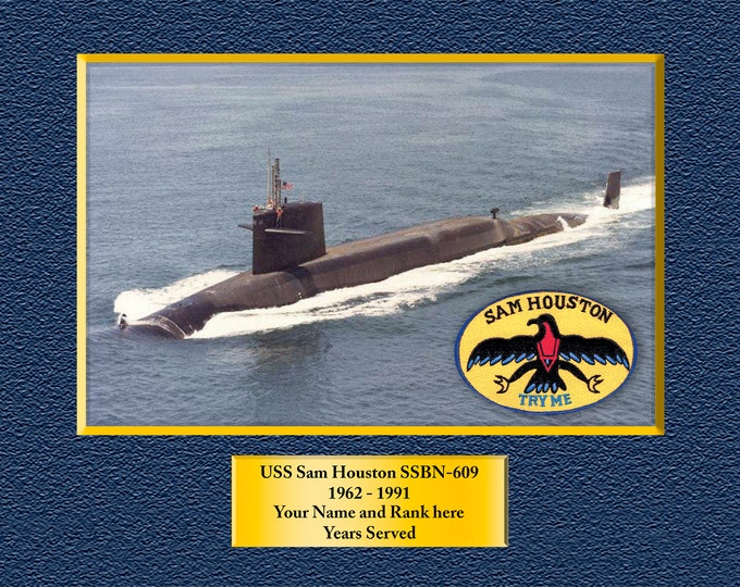 USS Sam Houston SSBN-609 Custom Personalized 8.5 X 11 Print of US Navy Ships Unique Gift Idea for any Occasions