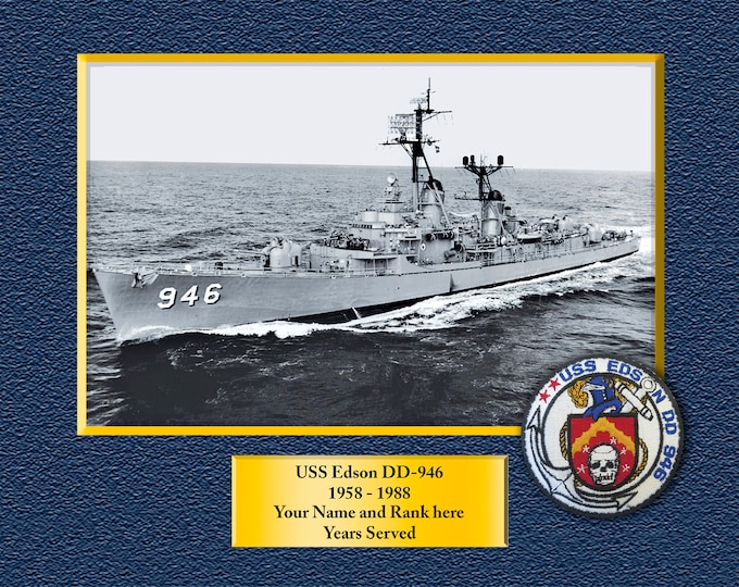 USS Edson DD-946 Custom Personalized 8.5 X 11 Print of US Navy Ships Unique Gift Idea for any Occasions