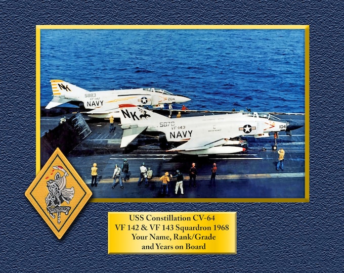 vf-142 & vf-143 on the USS Constillation 1968 Custom Personalized 8.5 X 11 Print of US Navy Ships Unique Gift Idea for any Occasions