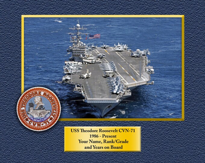 USS Theodore Roosevelt CVN-71 Custom Personalized 8.5X11, 11X14 or16 X 20 Print on Pro. Paper or Canvas US Navy Ships Unique Gift Idea Gift