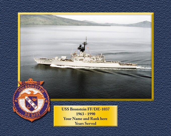 USS Bronstein FF-de 1037 Custom Personalized 8.5 X 11 Print of US Navy Ships Unique Gift Idea for any Occasions