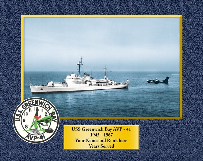 USS Greenwich Bay AVP41 Custom Personalized 8.5 X 11 Print of US Navy Ships Unique Gift Idea for any Occasions