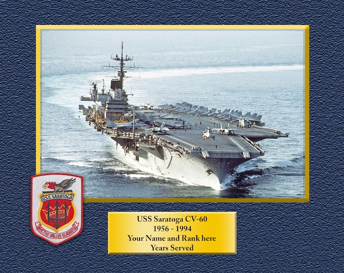 USS SARATOGA CV60  Custom Personalized 8.5 X 11 Print of US Navy Ships Unique Gift Idea for any Occasions