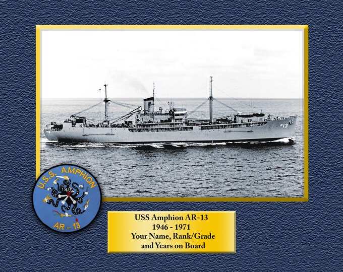 USS Amphion AR-13 Custom Personalized 8.5 X 11 Print of US Navy Ships Unique Gift Idea for any Occasions