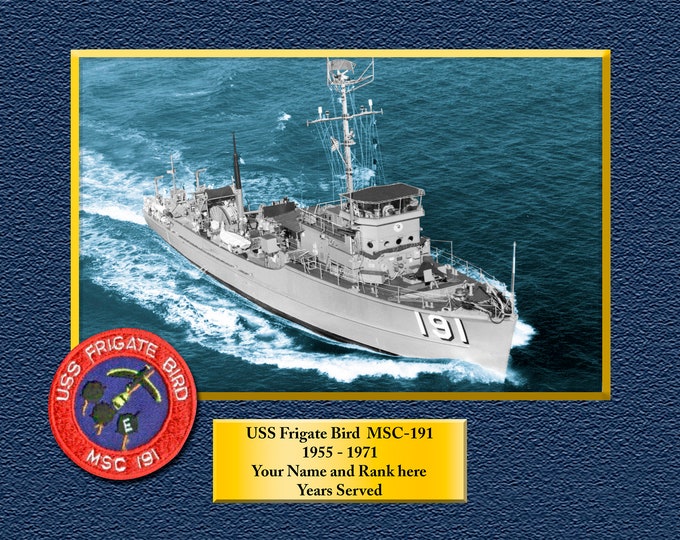 USS Frigate Bird MSC191 Custom Personalized 8.5 X 11 Print of US Navy Ships Unique Gift Idea for any Occasions