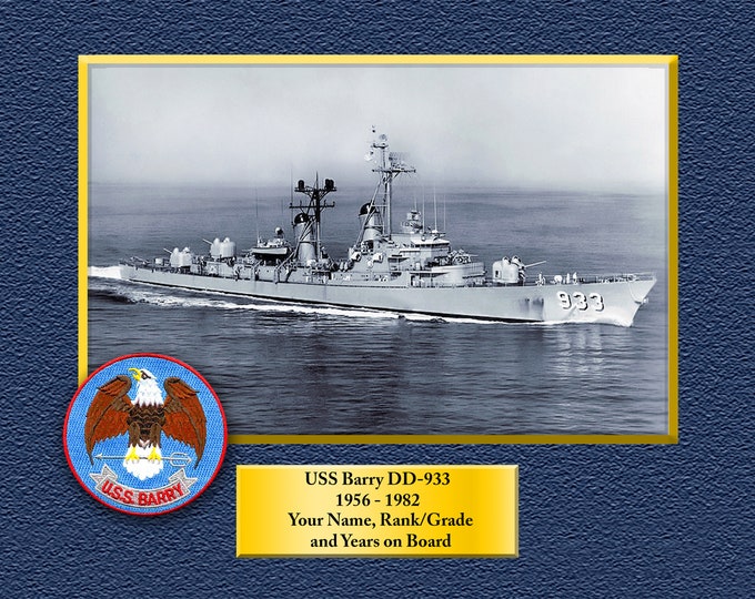 USS Barry DD-933 Custom Personalized 8.5 X 11 Print of US Navy Ships Unique Gift Idea for any Occasions