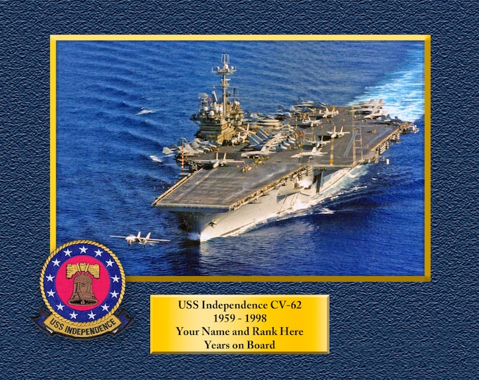 USS INDEPENDENCE CV62 Custom Personalized 8.5 X 11 Print of US Navy Ships Unique Gift Idea for any Occasions