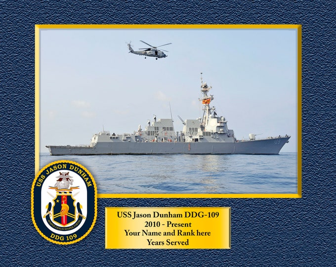 USS Jason Dunham DDG 109 Custom Personalized 8.5 X 11 Print of US Navy Ships Unique Gift Idea for any Occasions