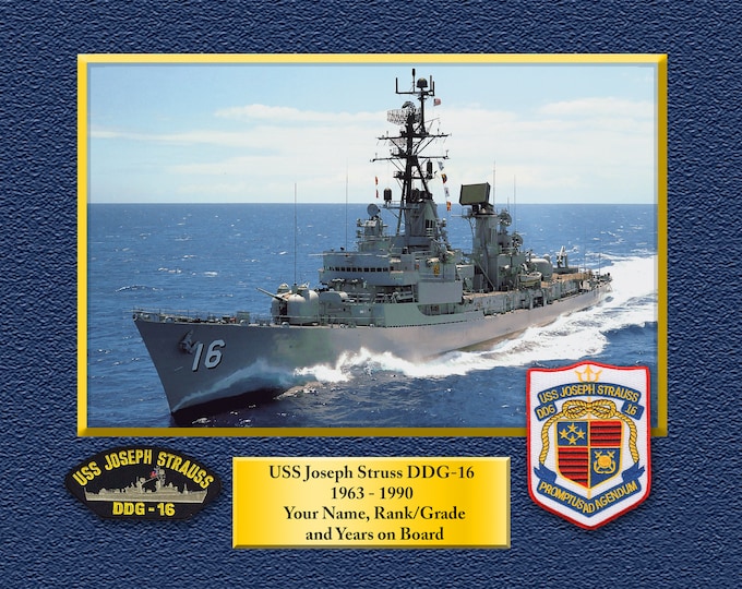 USS Joseph Strauss DDG-16 Custom Personalized 8.5 X 11 Print of US Navy Ships Unique Gift Idea for any Occasions
