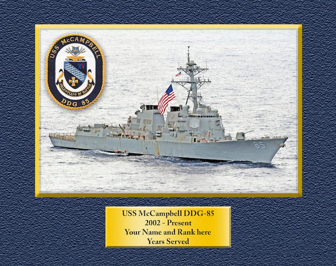 USS McCampbell DDG-85 Custom Personalized 8.5 X 11 Print of US Navy Ships Unique Gift Idea for any Occasions