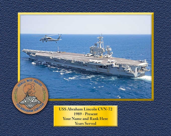 USS Abraham Lincoln CVN72 Custom Personalized 8.5 X 11 Print of US Navy Ships Unique Gift Idea for any Occasions