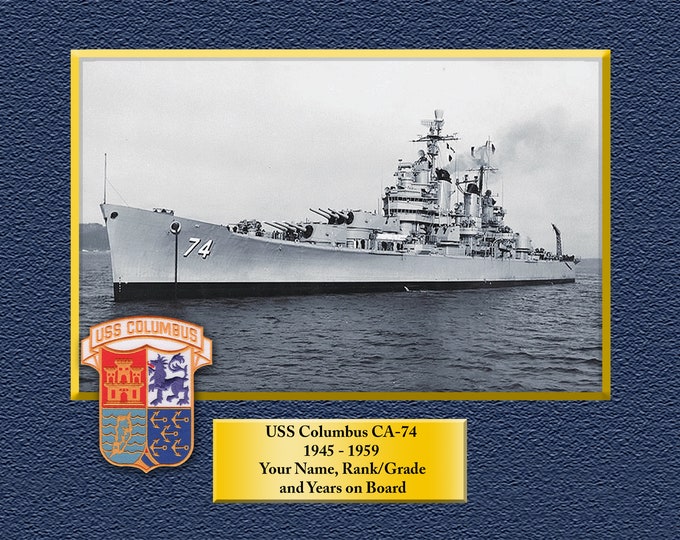 USS Columbus CA-74 Custom Personalized 8.5 X 11 Print of US Navy Ships Unique Gift Idea for any Occasions