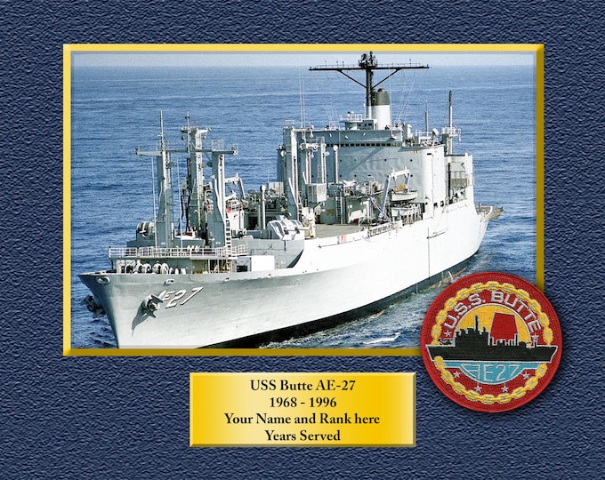 USS Butte AE-27 Custom Personalized 8.5 X 11 Print of US Navy Ships Unique Gift Idea for any Occasions