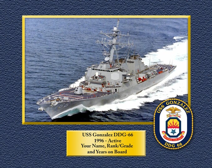 USS Gonzalez DDG-66 Custom Personalized 8.5 X 11 Print of US Navy Ships Unique Gift Idea for any Occasions