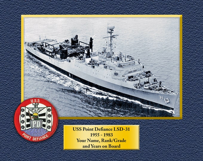USS Point Defiance LSD31 Custom Personalized 8.5 X 11 Print of US Navy Ships Unique Gift Idea for any Occasions