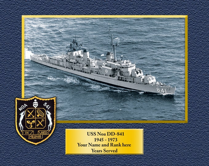 USS Noa DD-841 Custom Personalized 8.5 X 11 Print of US Navy Ships Unique Gift Idea for any Occasions
