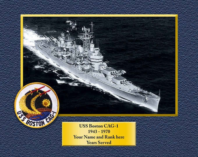 USS BOSTON CAG1 Custom Personalized 8.5 X 11 Print of US Navy Ships Unique Gift Idea for any Occasions