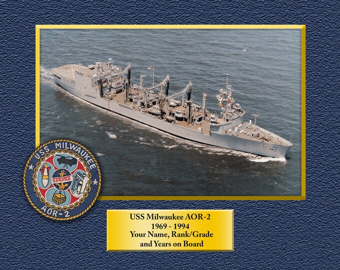 USS Milwaukee AOR-2 Custom Personalized 8.5 X 11 Print of US Navy Ships Unique Gift Idea for any Occasions