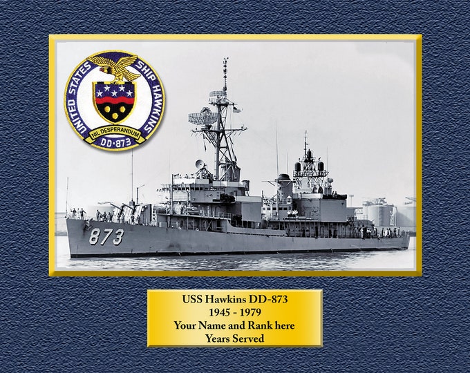 USS HAWKINS DD873 Custom Personalized 8.5 X 11 Print of US Navy Ships Unique Gift Idea for any Occasions