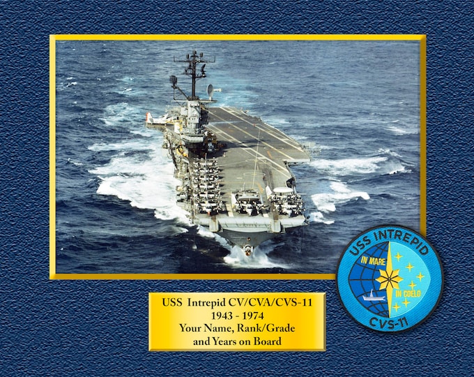 USS Intrepid CVS-11 Custom Personalized 8.5X11 or 11X14 Print on Pro. Paper or Canvas US Navy Ships Unique Gift Idea for any Occasions