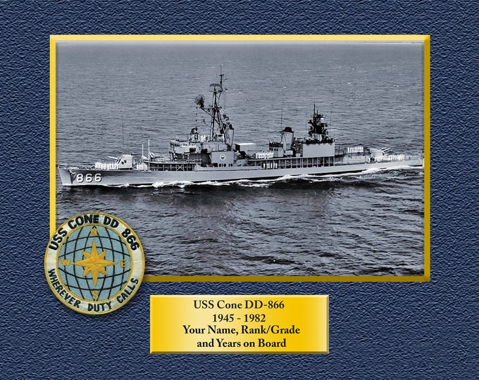 USS Cone DD-866 Custom Personalized 8.5 X 11 Print of US Navy Ships Unique Gift Idea for any Occasions