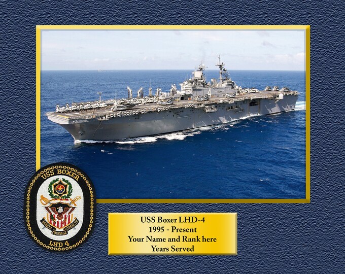 USS Boxer LHD-4 Custom Personalized 8.5 X 11 Print of US Navy Ships Unique Gift Idea for any Occasions