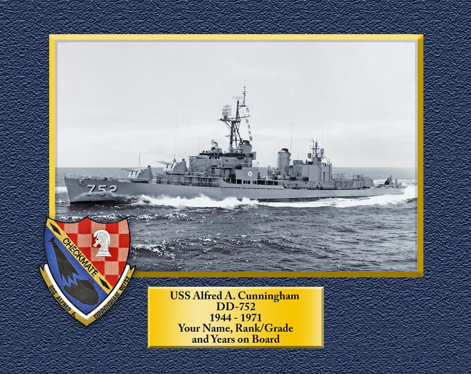 USS CUNNINGHAM DD752 Custom Personalized 8.5 X 11 Print of US Navy Ships Unique Gift Idea for any Occasions