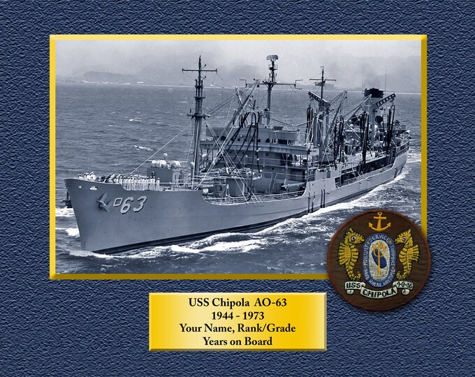 USS CHIPOLA AO63 Custom Personalized 8.5 X 11 Print of US Navy Ships Unique Gift Idea for any Occasions
