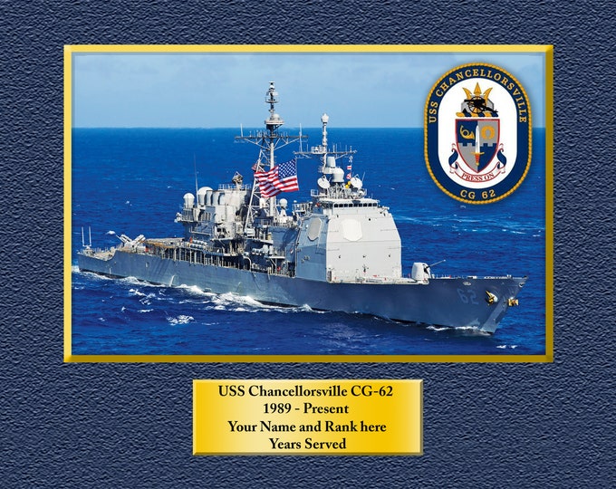USS Chancellorsville CG-62 Custom Personalized 8.5 X 11 Print of US Navy Ships Unique Gift Idea for any Occasions