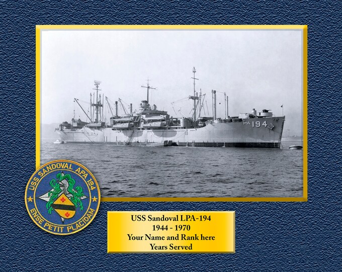 USS SANDOVAL LPA194 Custom Personalized 8.5 X 11 Print of US Navy Ships Unique Gift Idea for any Occasions