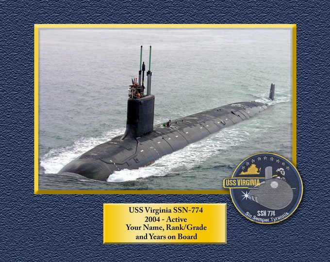 USS Virginia SSN-774 Custom Personalized 8.5 X 11 Print of US Navy Ships Unique Gift Idea for any Occasions