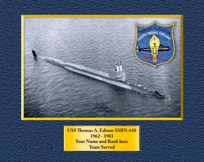 USS Thomas A. Edison SSBN-610 Custom Personalized 8.5 X 11 Print of US Navy Ships Unique Gift Idea for any Occasions
