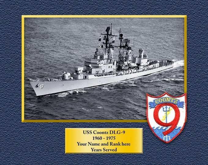USS COONTZ DLG9 Custom Personalized 8.5 X 11 Print of US Navy Ships Unique Gift Idea for any Occasions