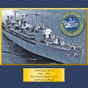 USS FULTON AS11 Custom Personalized 8.5 X 11 Print of US Navy Ships Unique Gift Idea for any Occasions