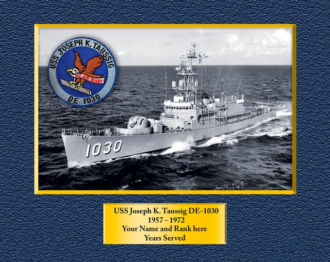 USS Joseph K. Taussig DE-1030 Custom Personalized 8.5 X 11 Print of US Navy Ships Unique Gift Idea for any Occasions