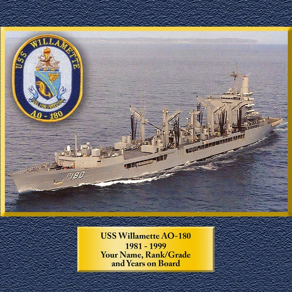 USS WILLAMETTE AO180 Custom Personalized 8.5 X 11 Print of US Navy Ships Unique Gift Idea for any Occasions