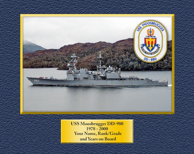 USS Moosbrugger DD-980 Custom Personalized 8.5 X 11 Print of US Navy Ships Unique Gift Idea for any Occasions