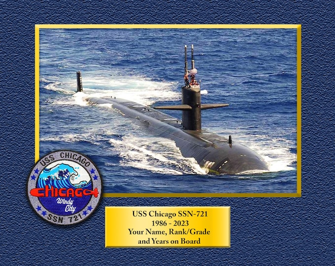 USS Chicago SSN-721 Custom Personalized 8.5X11, 11X14 or 16 X 20 Print on Pro. Paper or Canvas US Navy Ships Unique Gift Idea Gift