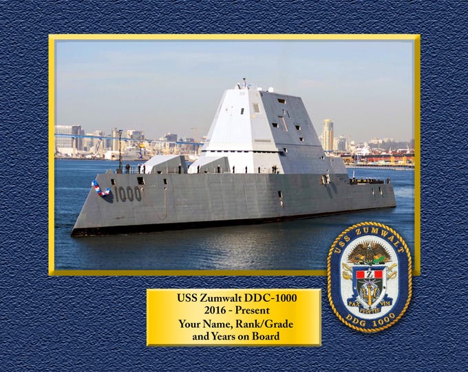 USS Zumwalt DDG-1000 Custom Personalized 8.5 X 11 Print of US Navy Ships Unique Gift Idea for any Occasions