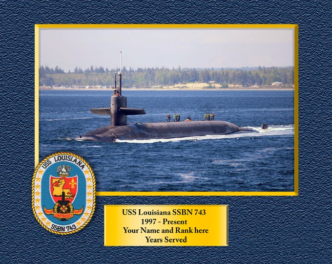 USS Louisiana SSBN 743 Custom Personalized 8.5 X 11 Print of US Navy Ships Unique Gift Idea for any Occasions