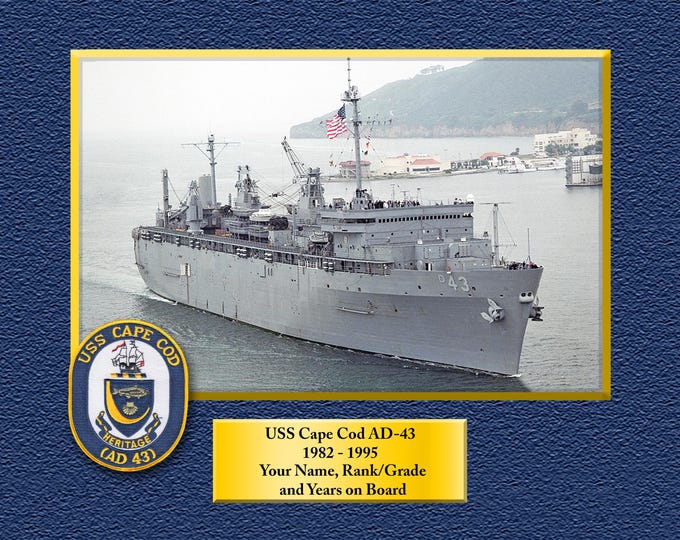 USS Cape Cod AD-43 Custom Personalized 8.5 X 11 Print of US Navy Ships Unique Gift Idea for any Occasions