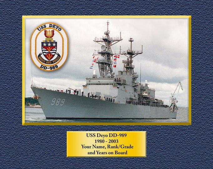 USS Deyo DD-989 Custom Personalized 8.5 X 11 Print of US Navy Ships Unique Gift Idea for any Occasions