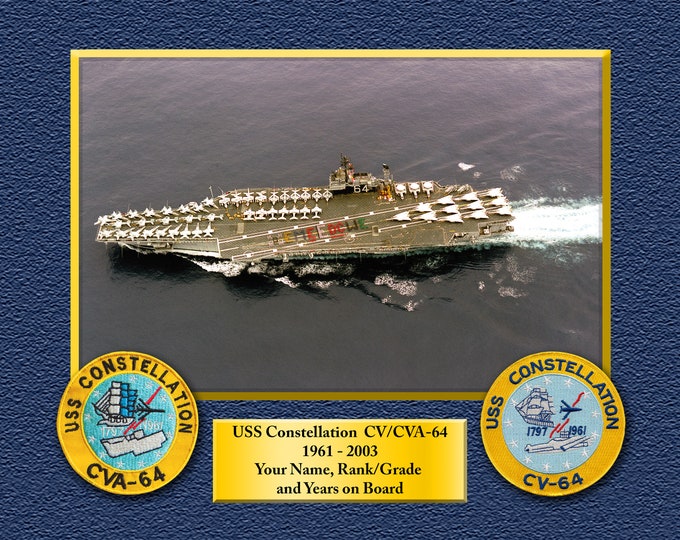 USS Constillation CV-64 Custom Personalized 8.5X11, 11X14 or16 X 20 Print on Pro Paper or Canvas US Navy Ships Unique Gift Idea Occasions