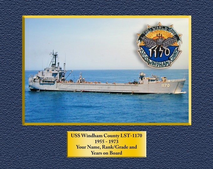 USS Windham County LST-1170 Custom Personalized 8.5 X 11 Print of US Navy Ships Unique Gift Idea for any Occasions