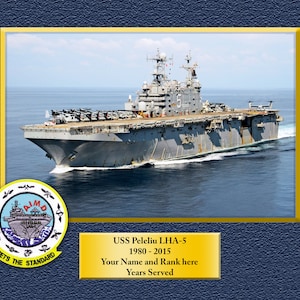 USS PELELIU LHA5 Custom Personalized 8.5 X 11 Print of US Navy Ships Unique Gift Idea for any Occasions