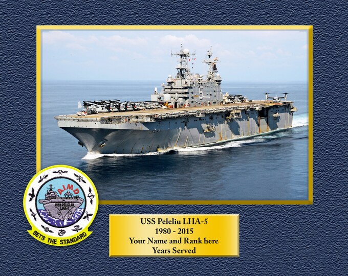USS PELELIU LHA5 Custom Personalized 8.5 X 11 Print of US Navy Ships Unique Gift Idea for any Occasions