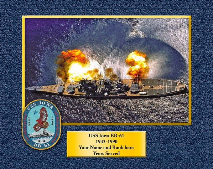 USS IOWA BB61 Custom Personalized 8.5 X 11 Print of US Navy Ships Unique Gift Idea for any Occasions