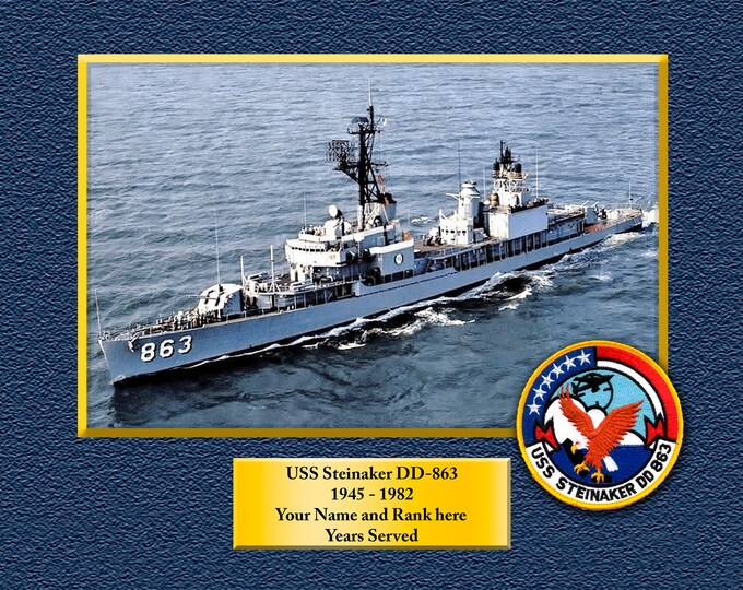 USS STEINAKER DD863 Custom Personalized 8.5 X 11 Print of US Navy Ships Unique Gift Idea for any Occasions