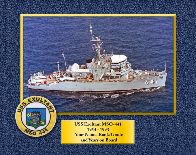 USS Exultant MSO-441 Custom Personalized 8.5 X 11 Print of US Navy Ships Unique Gift Idea for any Occasions